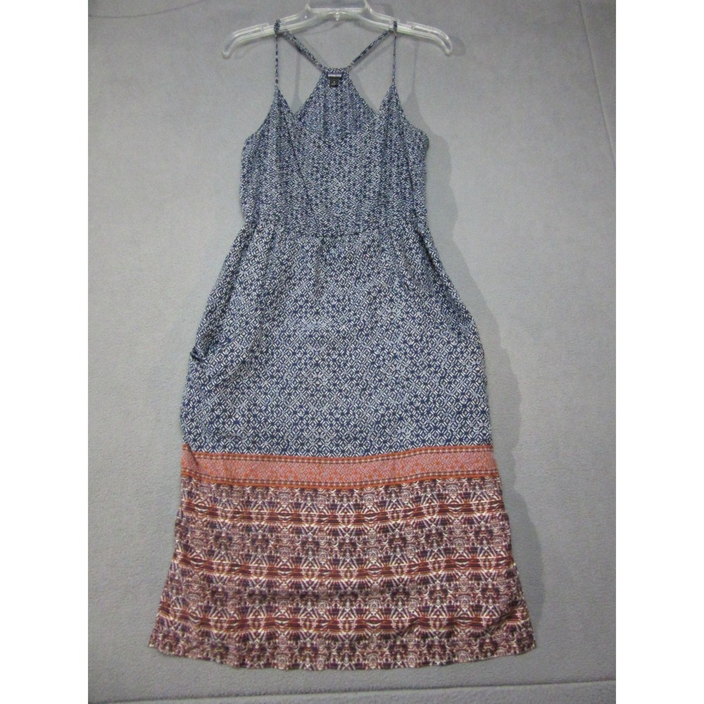 Patagonia Dress Womens Small Blue Red Geometric Lost Wildflower Worn Wear V Neck